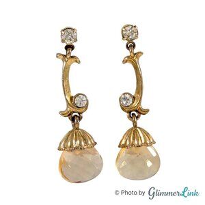 Vintage Avon Extraordinary Briolette Vine Gold Tone Drop Pierced Earrings